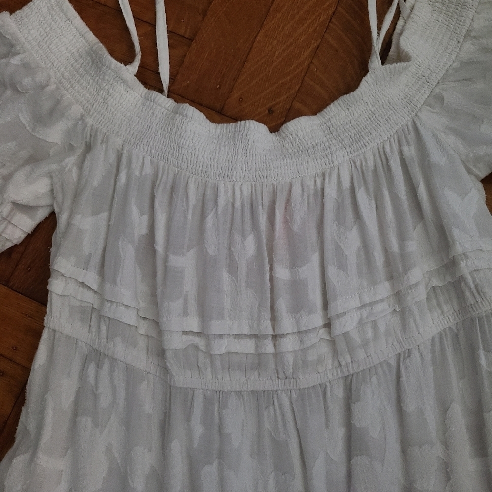 FREE PEOPLE BOHO Gorgeous White Off SHOULDER DRESS hp π₯π₯π₯20x - Picture 9 of 12